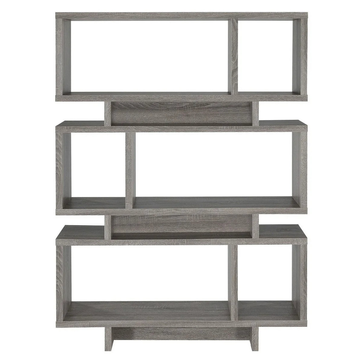 3-tier Geometric Bookcase Weathered Grey F504944