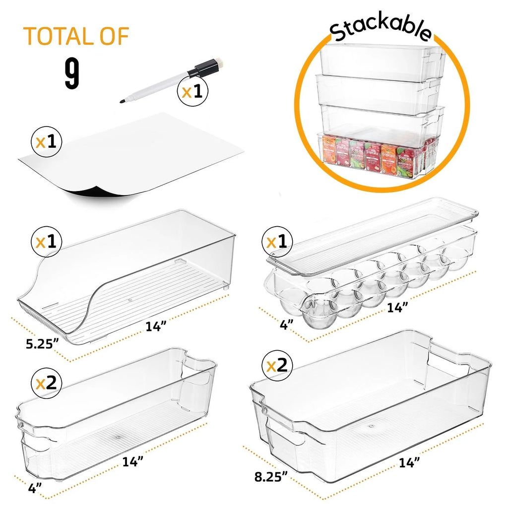 Clear 9 Piece Set Stackable Storage Bins C5354