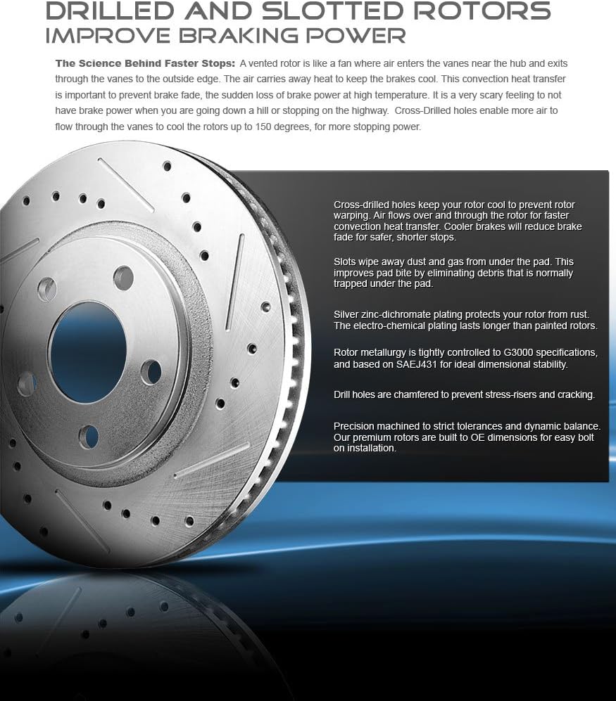 350mm Front + 344.6mm Rear Drilled Slotted 6 Lug 4 Rotors B394049