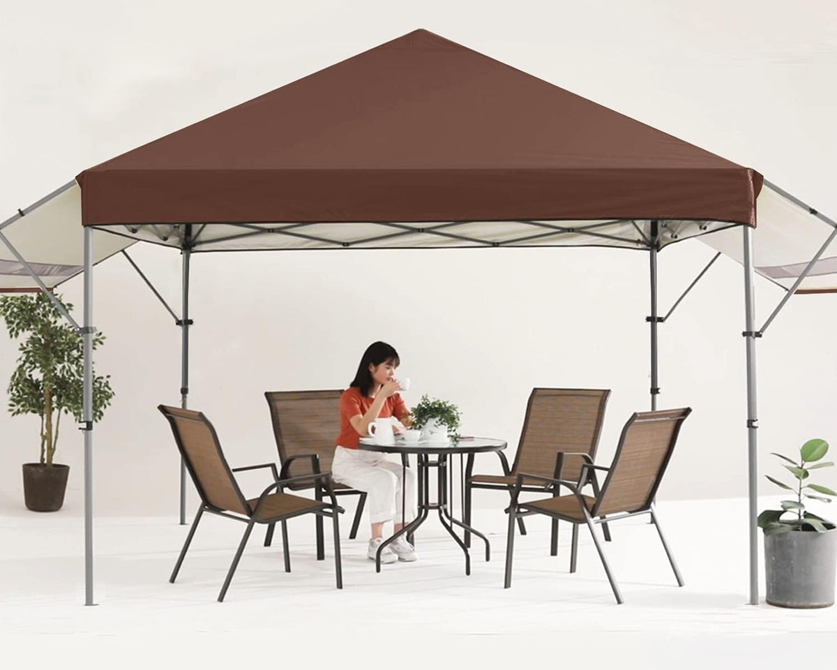 10x10 Pop-up Canopy Tent with Double Awnings Dark Gray C7085