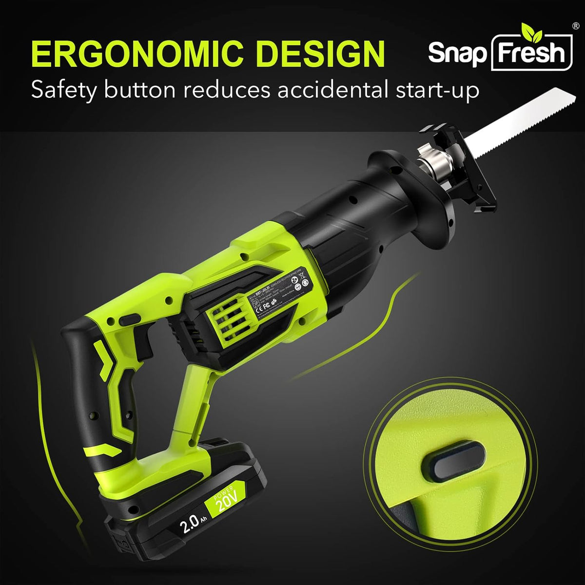 Cordless Reciprocating Saw 20V 2.0Ah for Wood & Metal Cutting N87733