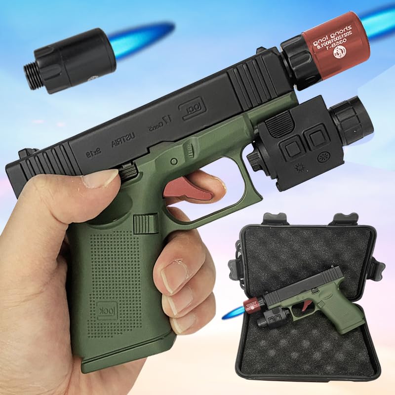 Black Green Windproof Butane Refillable Jet Flame Lighter A150081