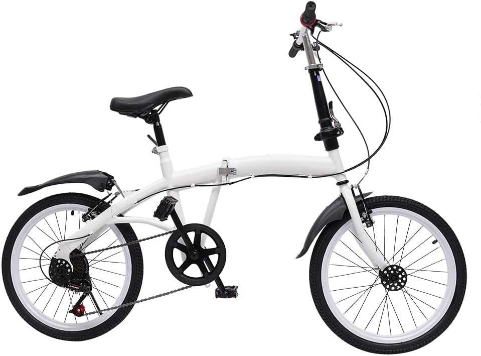20-Inch 7-Speed Folding Bicycle White C778065