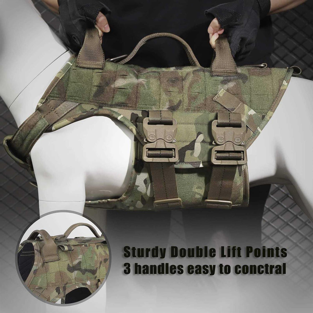 Tactical Dog Harness Adjustable Padded MOLLE Vest K631529