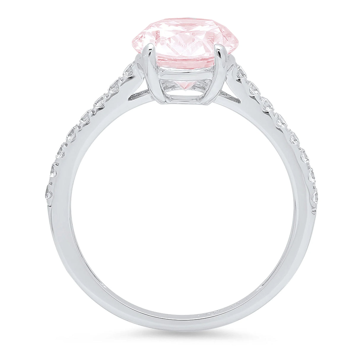 Oval Cut Pink Simulated Diamond 18k White Gold Engagement Ring N295467