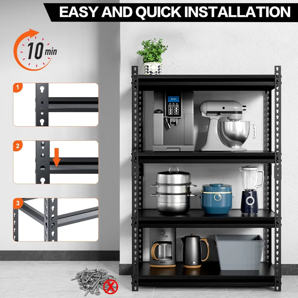 Adjustable 4-Tier Metal Heavy Duty Shelving, 2 Pack E4014