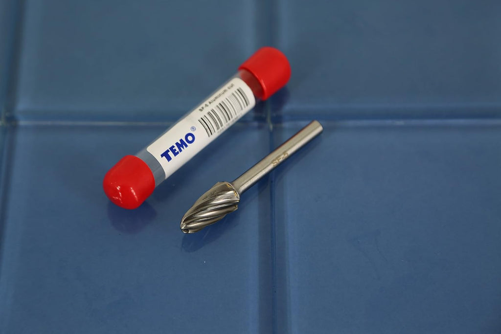 5 pc Set Aluminum Carbide Rotary Burr File, 1/2 Inch and 3/8 Inch Head, 1/4 Inch Diameter 2 Inch Long Shank Z401