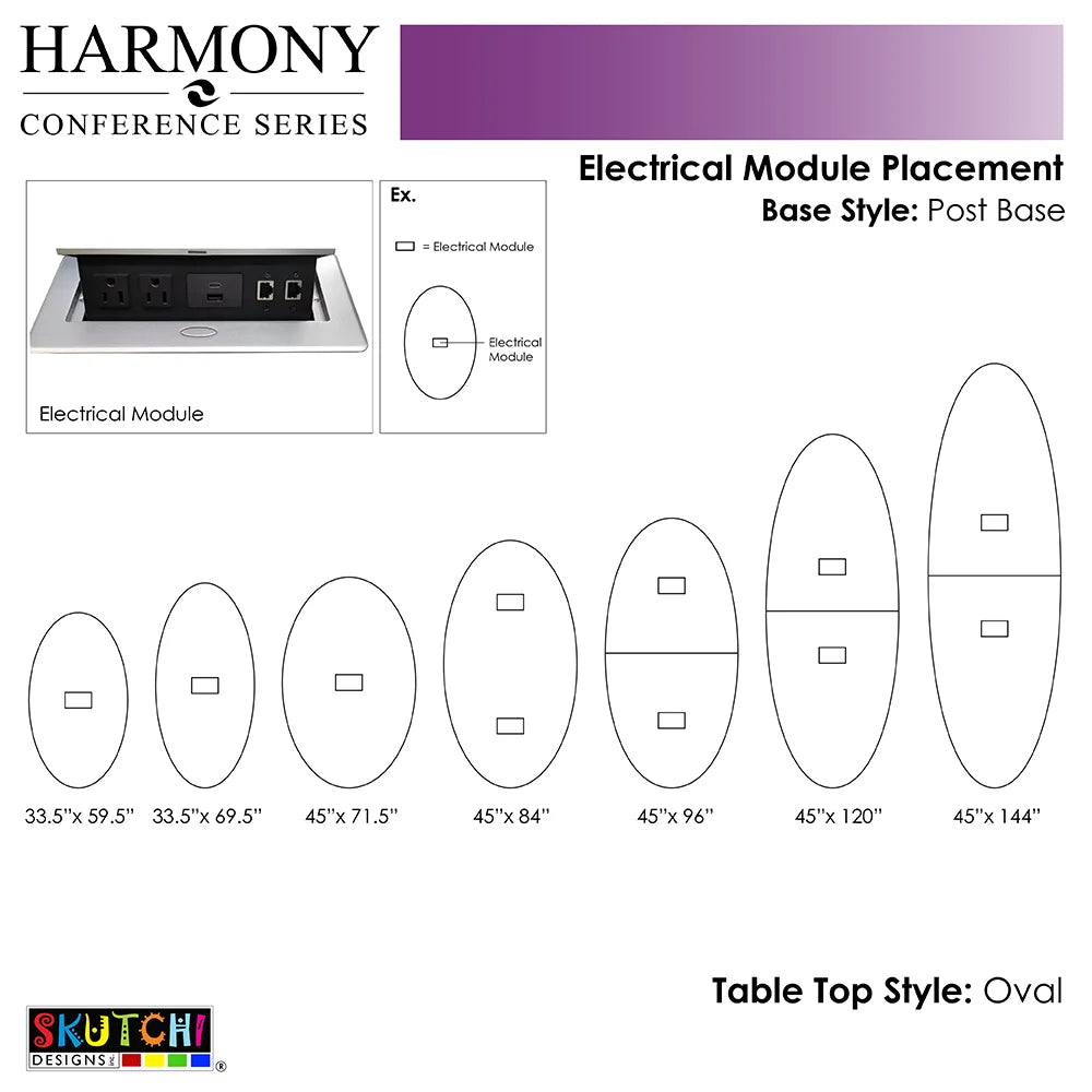 Oval Shaped Conference Room Table with Power Modules H9530