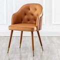 Orange Faux Leather Upholstered Dining Chairs with Walnut Wood Frame J818912