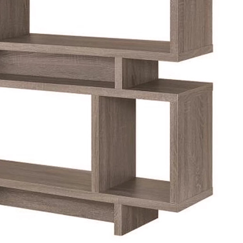 3-tier Geometric Bookcase Weathered Grey F504944