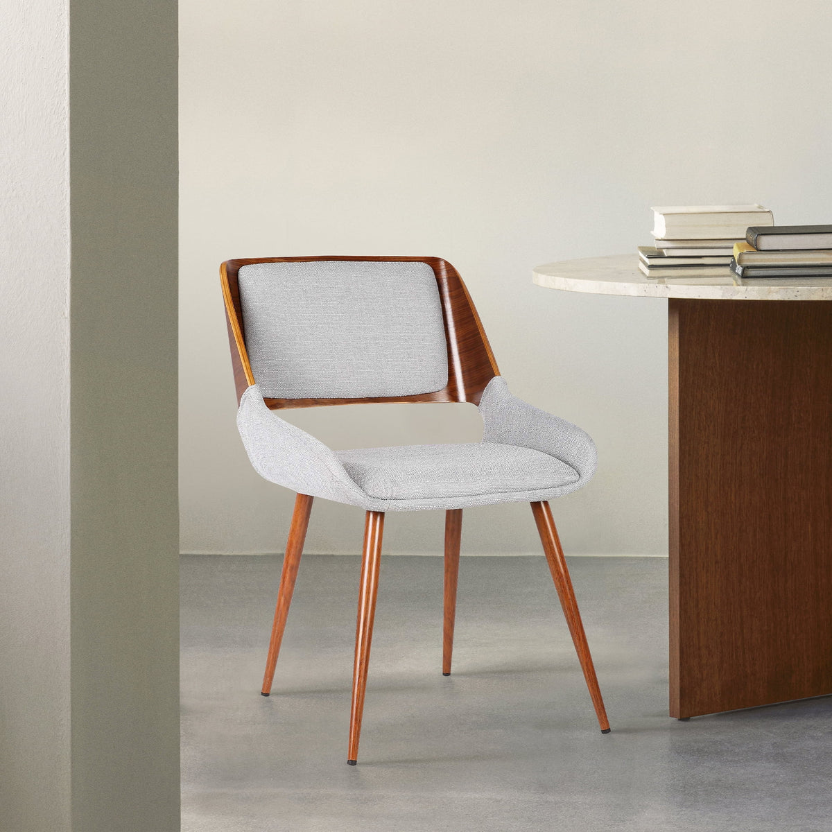 Gray Fabric Dining Chair with Walnut Wood Y921