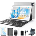 Android 14 Tablet 10 Inch, 4G Cellular, Octa-Core, 128GB Storage + 14(8+6)GB RAM, 1TB Expandable, 5G WiFi, 8000mAh Battery, Bluetooth 5.0, 13MP+8MP Camera, with Keyboard/Case, Silver J80503