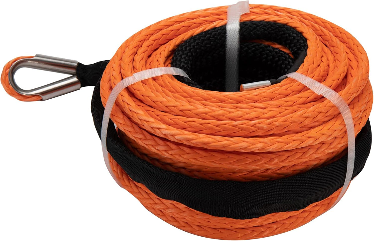 3/8 x 100 ft Synthetic Winch Rope with Hook and Protective Sleeve T411