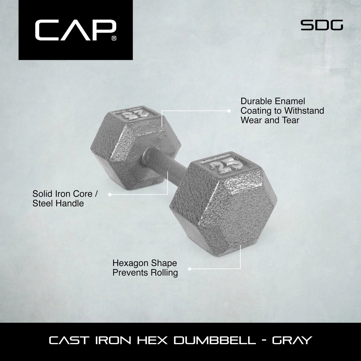 15lb Cast Iron Hex Dumbbell N4896