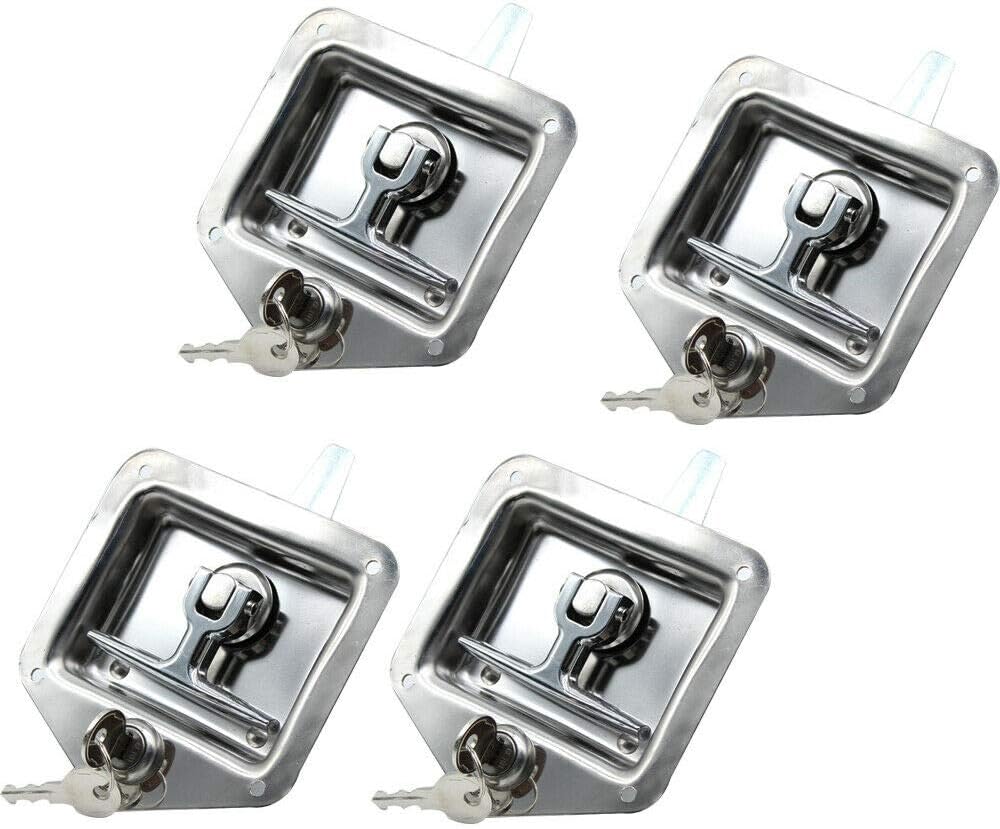 4Pcs Stainless Steel T-Handle Latch with Gasket and Keys Tool Box Lock Q66513