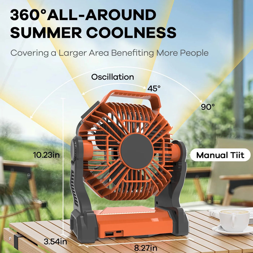 10400mah Portable Rechargeable Camping Fan with LED Lantern B25564