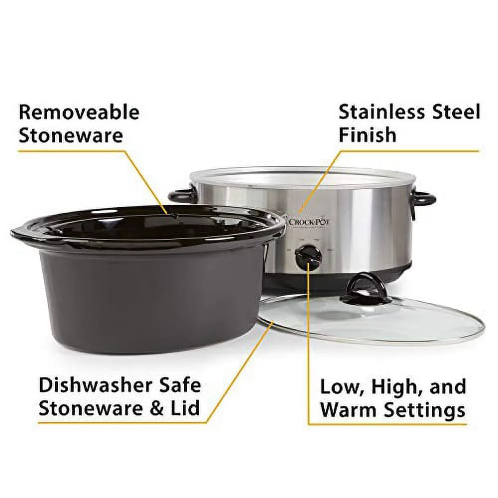 7 Quart Oval Manual Slow Cooker, Stainless Steel N676972