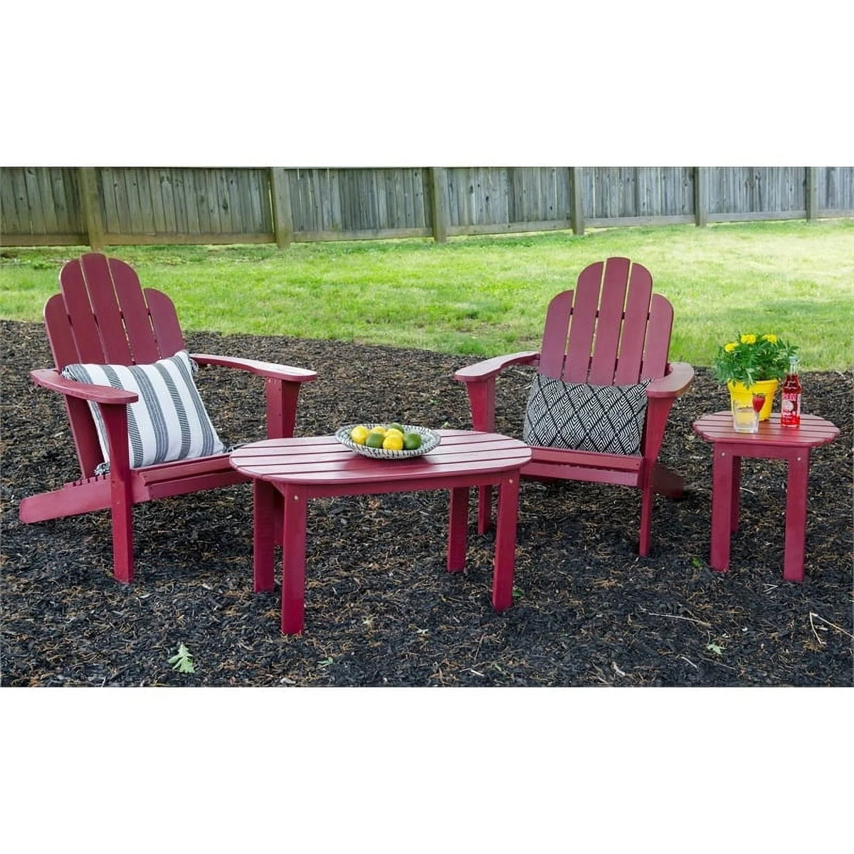 Red Wood Outdoor Chair with Arm Rests X103103