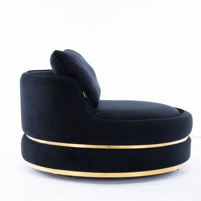 Black Velvet Swivel Barrel Chair X3704