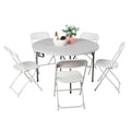 4 Ft White Round Folding Plastic Dining Table O37764