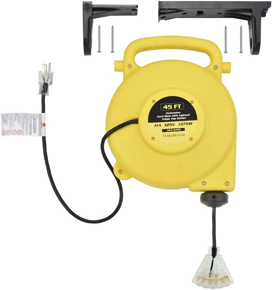40 Ft 12/3 Retractable Extension Cord Reel with 3 Electrical Outlets X81052