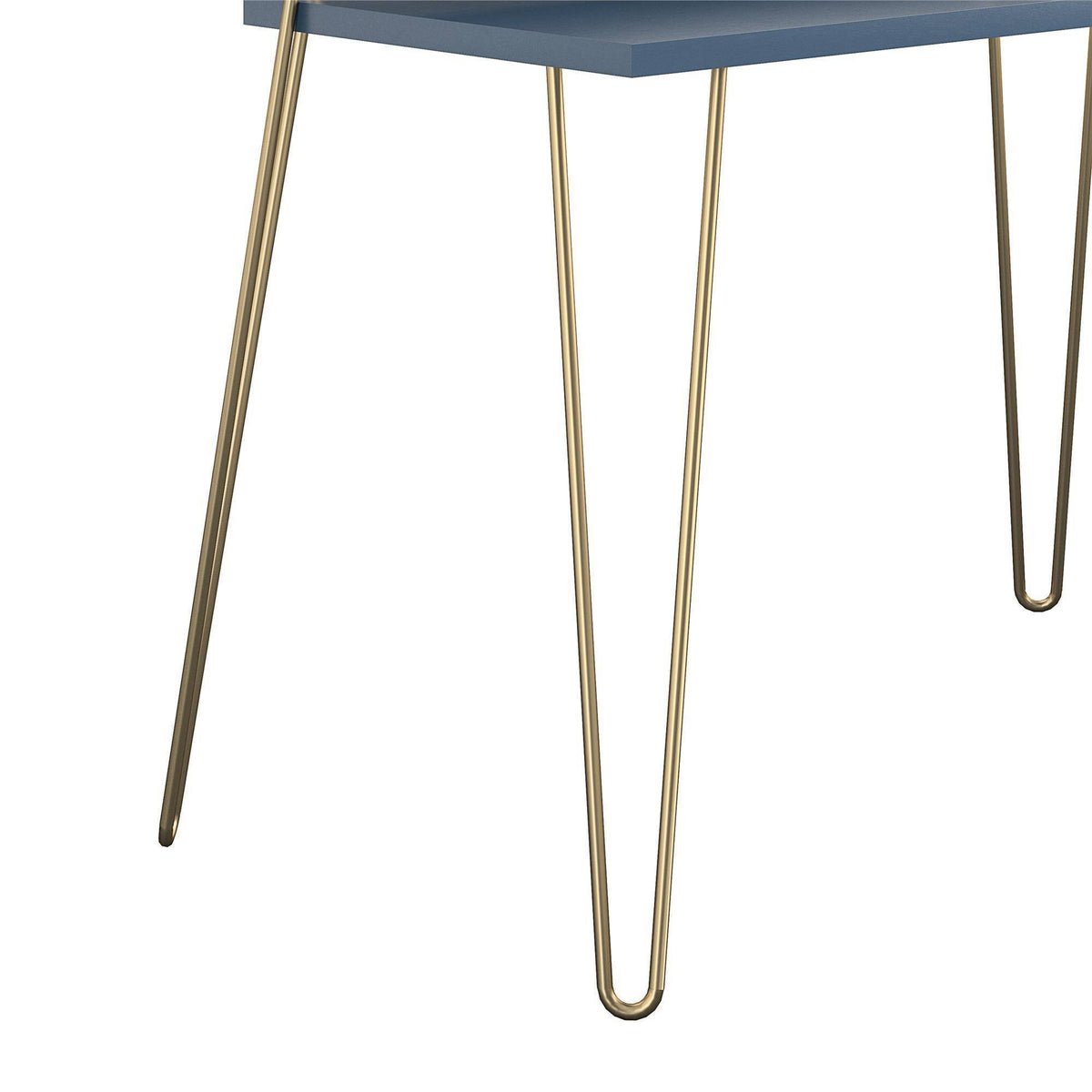 Navy Retro Desk with Riser and Gold Legs H501537