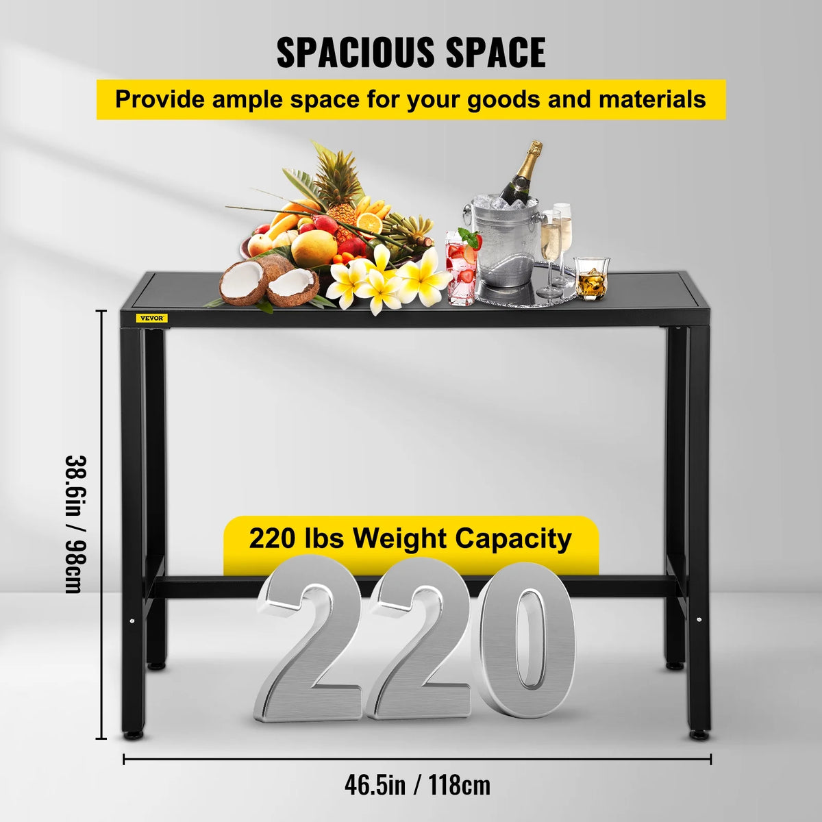 Narrow Rectangular Bar Height Outdoor Table with Adjustable Feet F709262