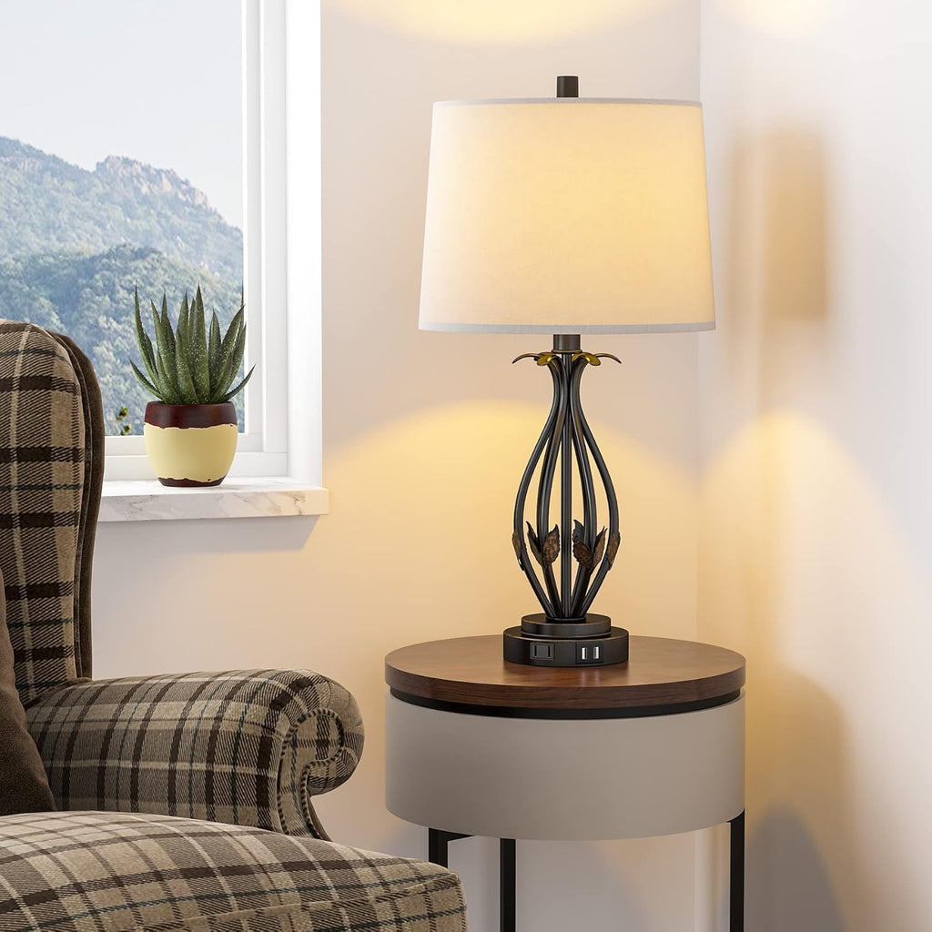 Table Lamp Set of 2, 3 Way Dimmable Touch with Dual USB Ports and AC Outlet R193412