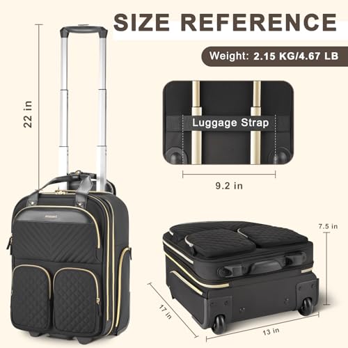 Black Gold Carry On Rolling Suitcase F7838