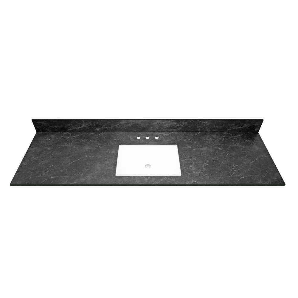 Black Vanity Top with Single White Sink G43182