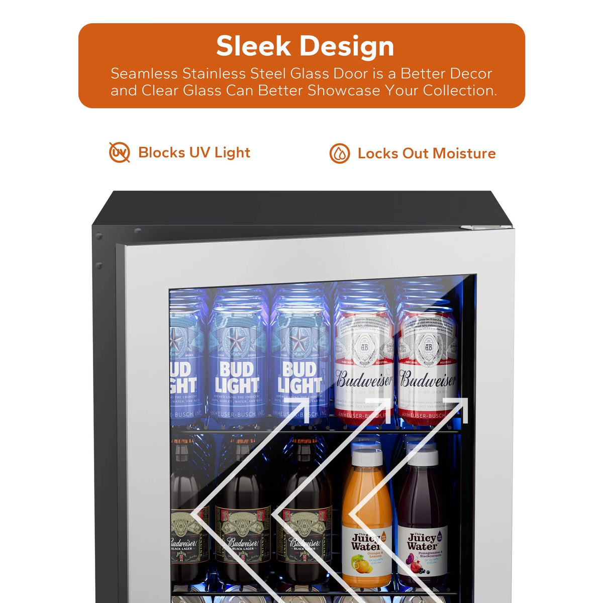 95-121 Can Beverage Refrigerator with Glass Door E300
