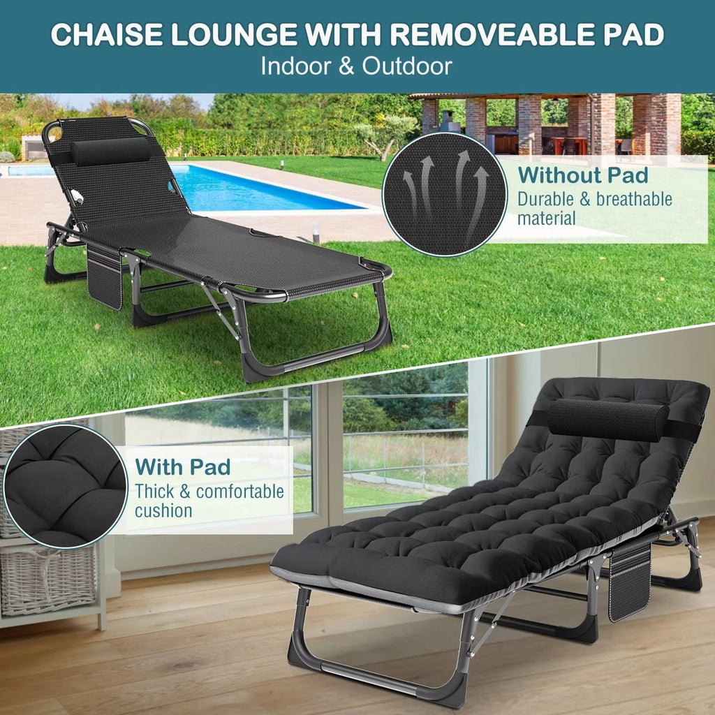Set of 2 Folding Chaise Lounge Chairs 5-Position G81499