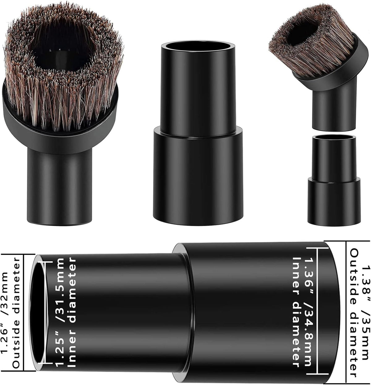 5PCS Vacuum Soft Bristle Round Dust Brush Attachment C4487