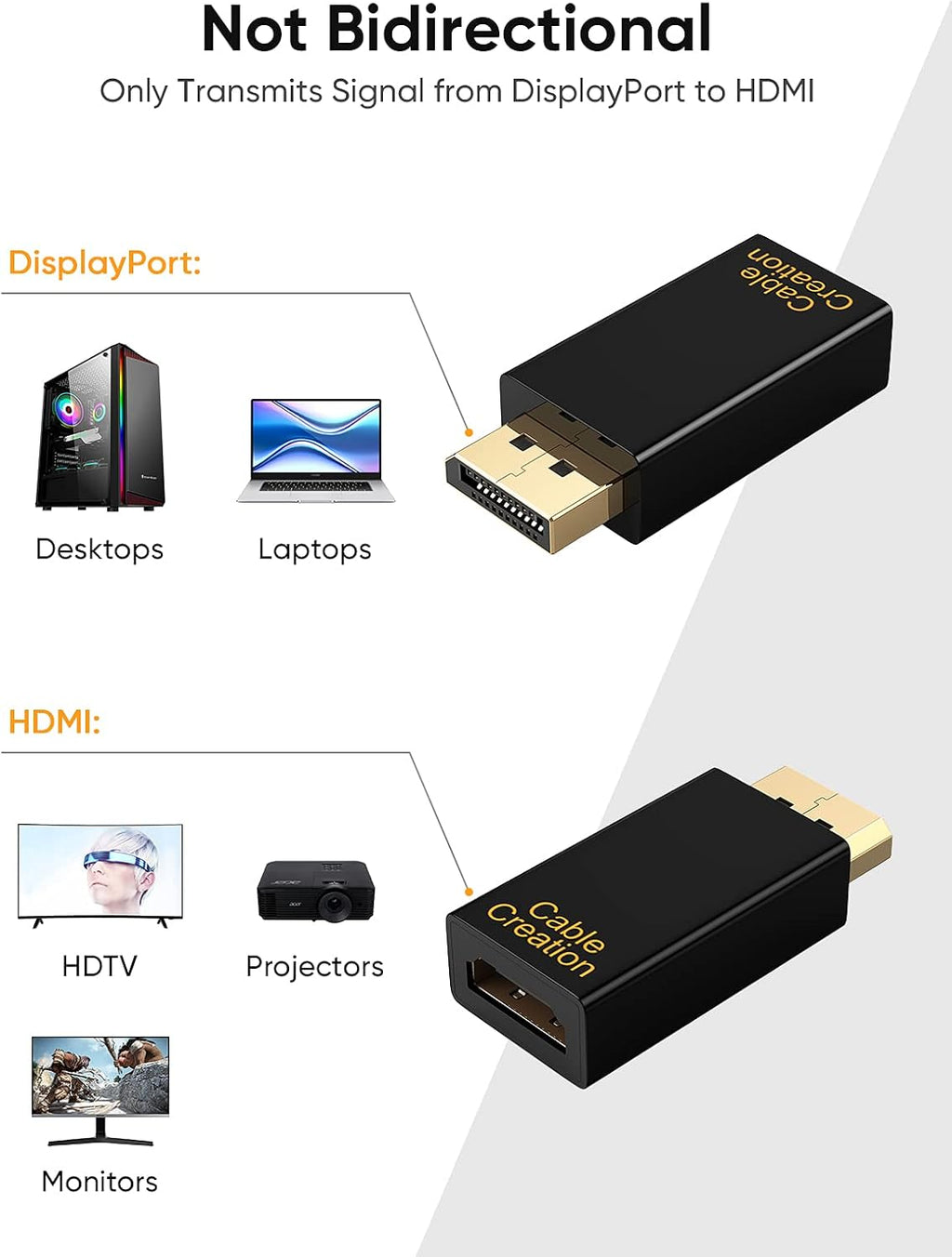 DP to HDMI Adapter 3-Pack Gold Plated Black H69675