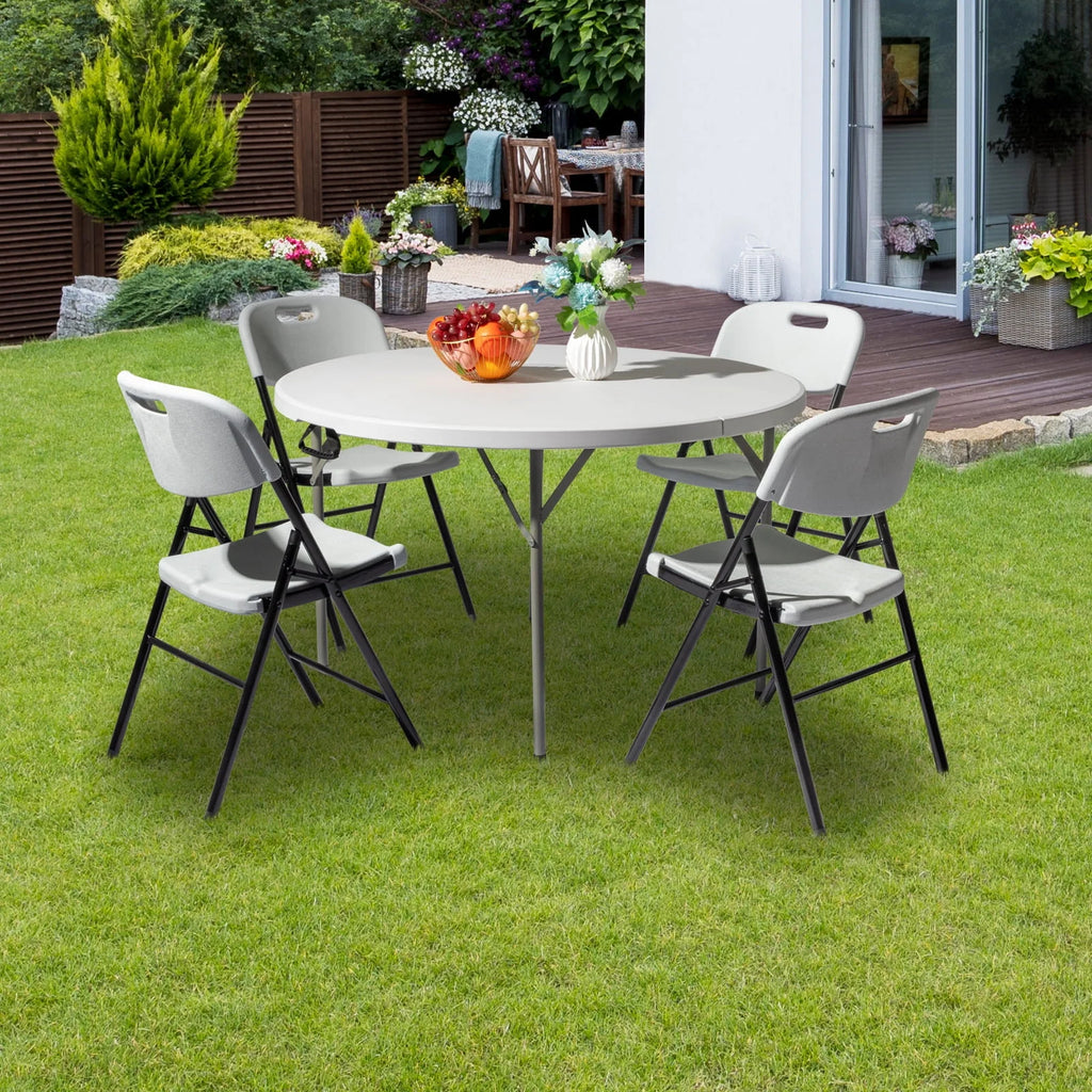 4 Ft White Round Folding Plastic Dining Table O37764