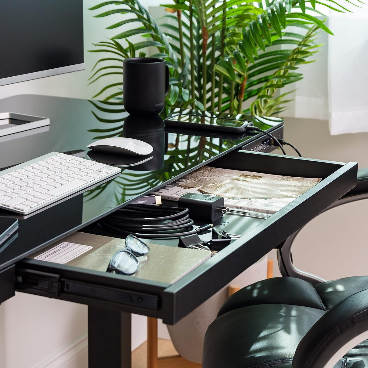 48 x 24 Inch Electric Height Adjustable Standing Desk with Drawer and USB Ports B88950