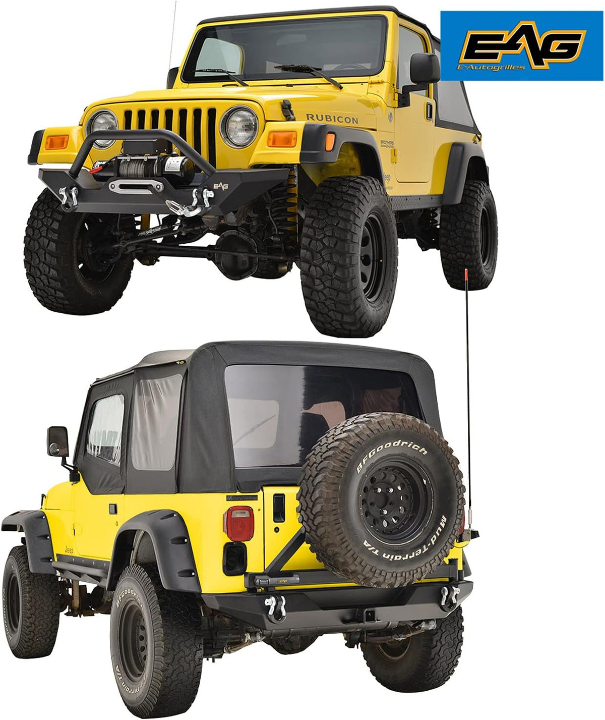Rear Bumper with Tire Carrier & Front Bumper with LED Lights Bumper Combo E36816