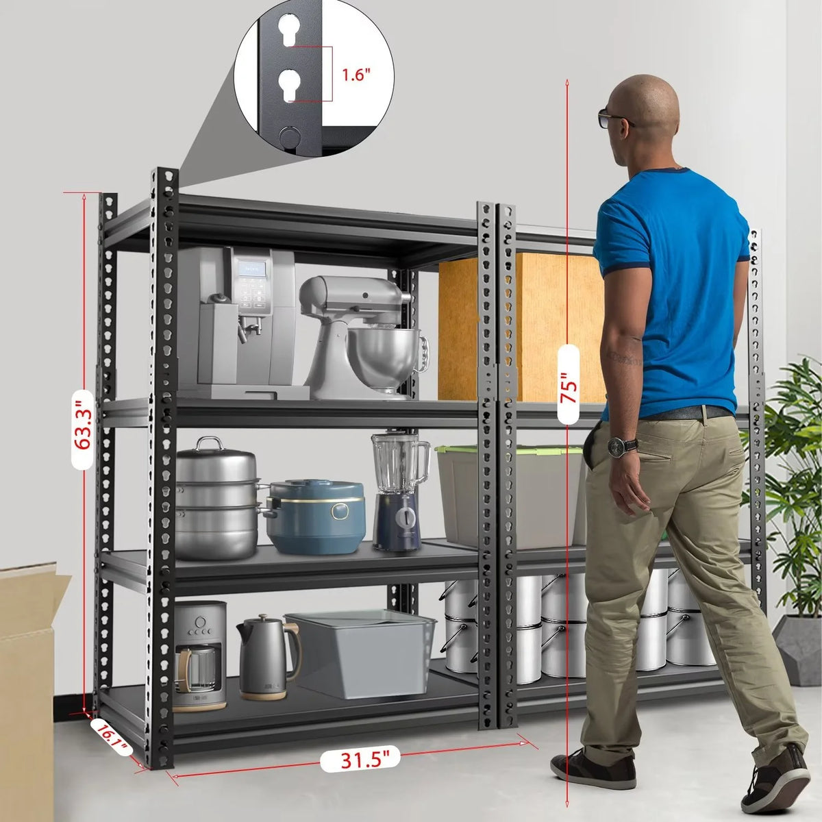 Adjustable 4-Tier Metal Heavy Duty Shelving, 2 Pack E4014