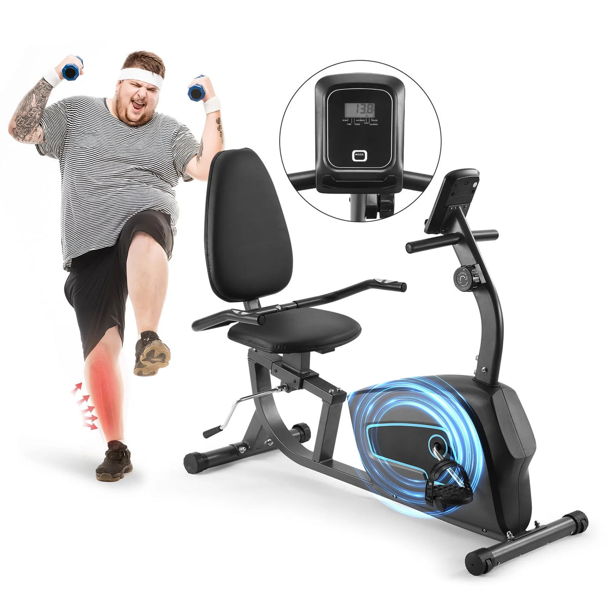 Indoor Recumbent Exercise Bike with Adjustable Seat O397