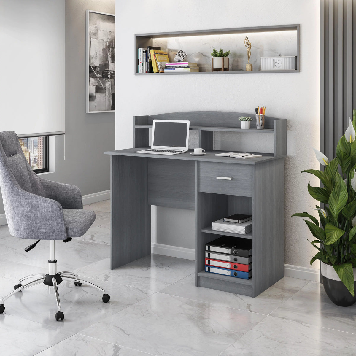 Modern Office Desk with Hutch O96167