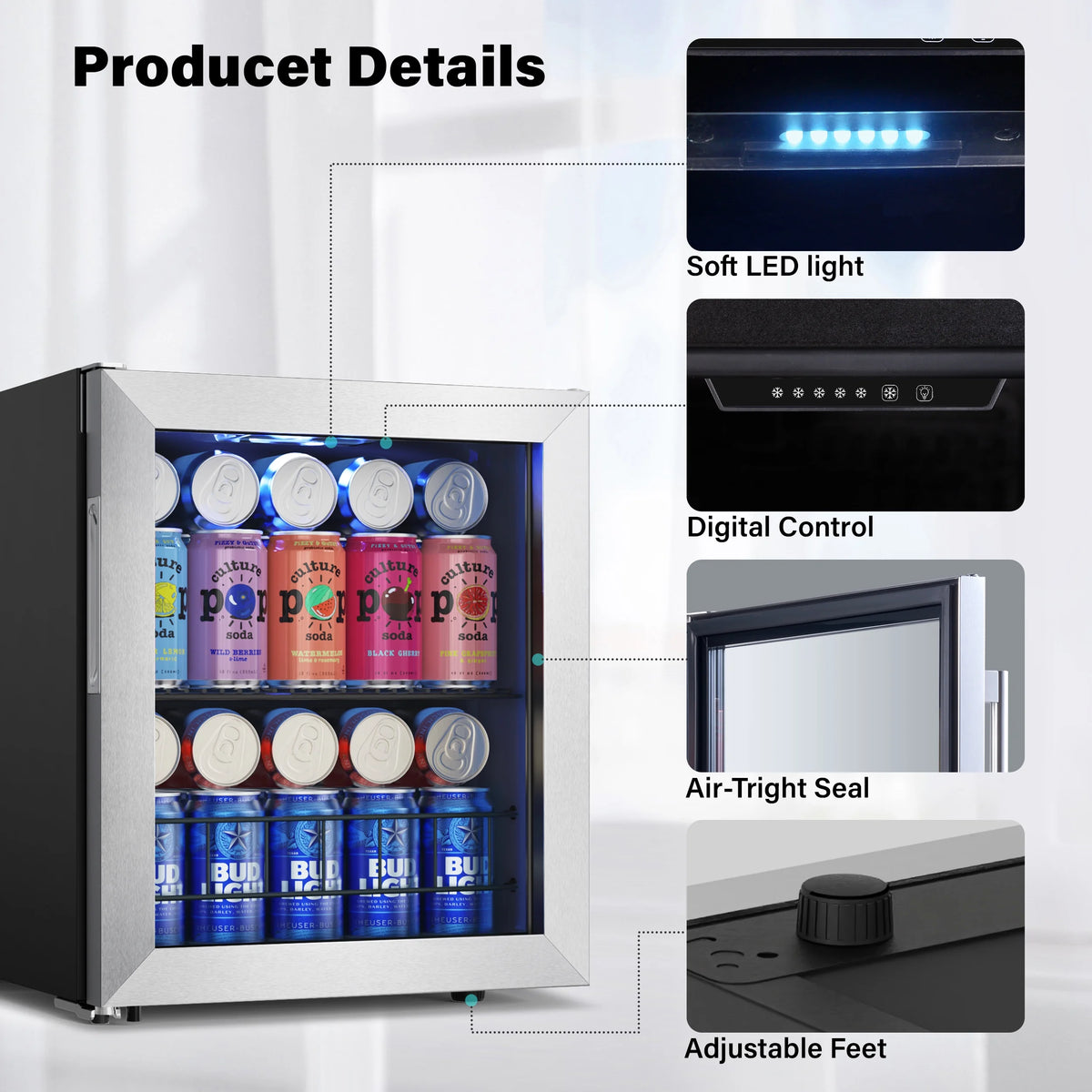 62-65 Can Glass Door Beverage Refrigerator M286