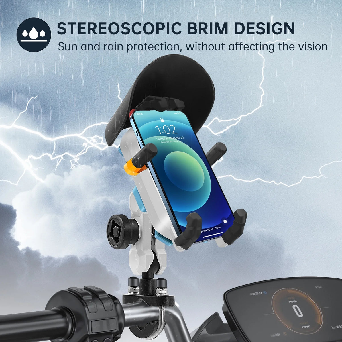 Waterproof Motorcycle Phone Mount Holder with 360° Rotation Handlebar Mount H85742