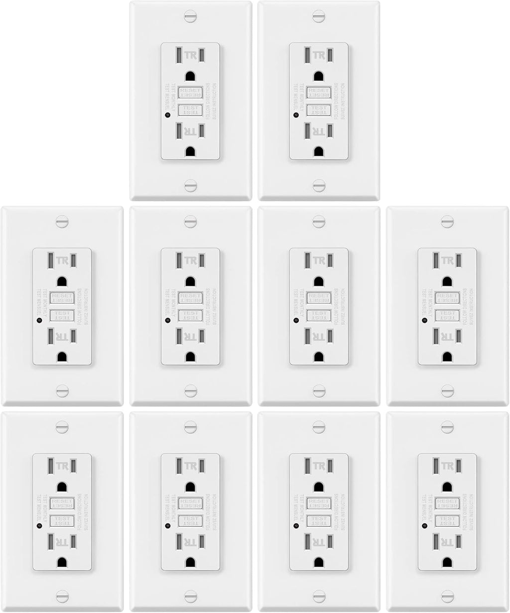 White 15A Tamper Resistant GFCI Outlets with Wallplate H1800