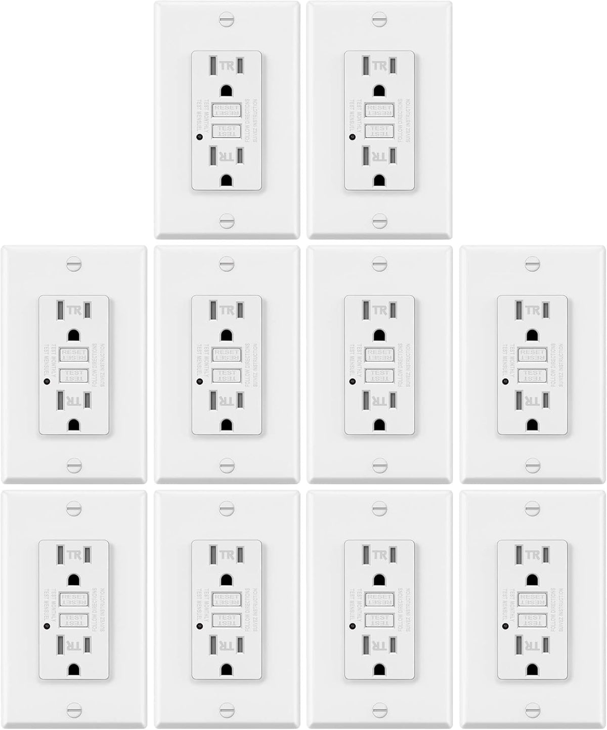 White 15A Tamper Resistant GFCI Outlets with Wallplate H1800