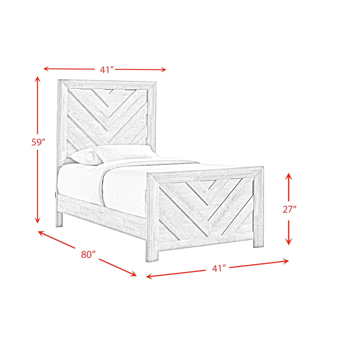 White Twin Panel 3PC Bedroom Set N152771