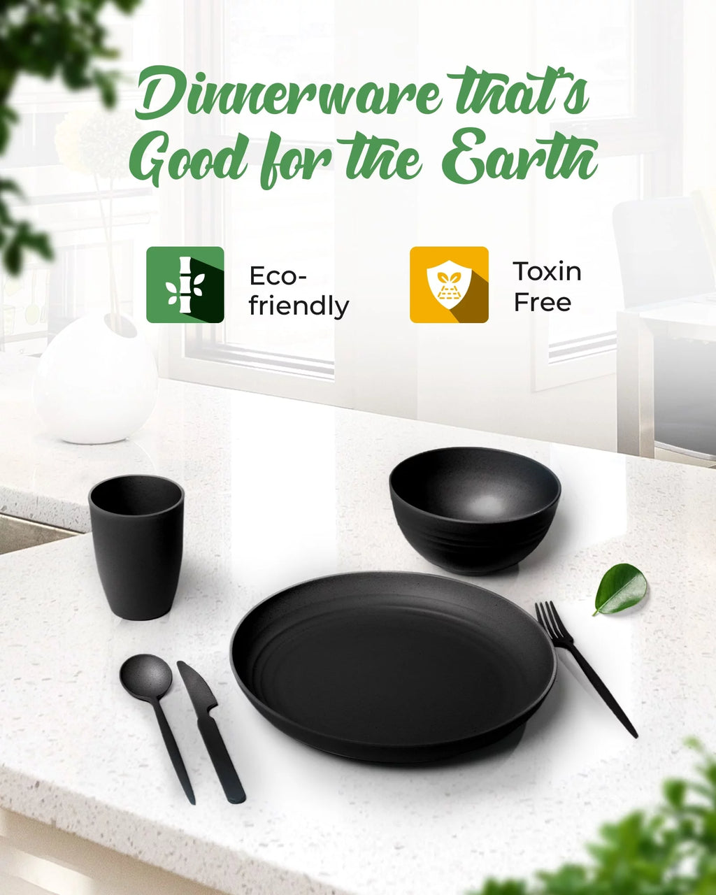 Wheat Straw Dinnerware Set for 4 with Cutlery A528231