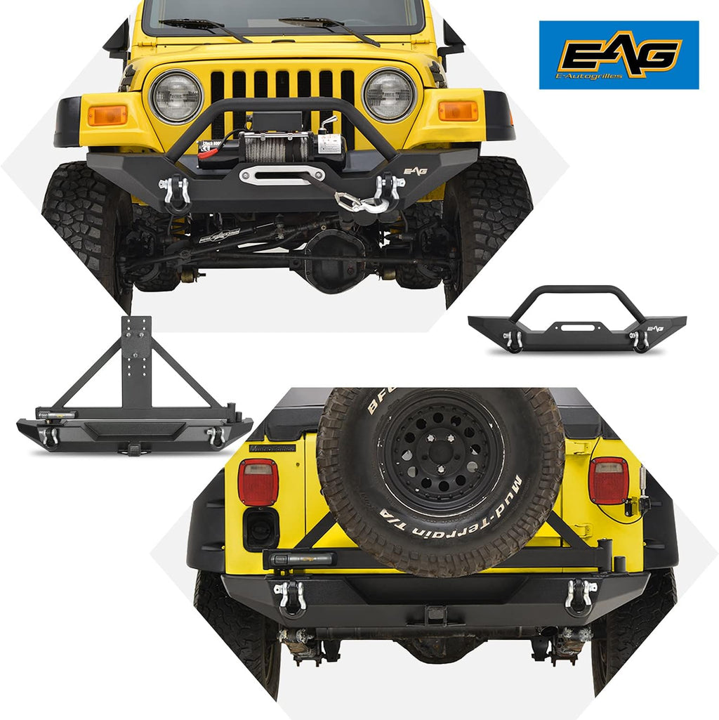Rear Bumper with Tire Carrier & Front Bumper with LED Lights Bumper Combo E36816