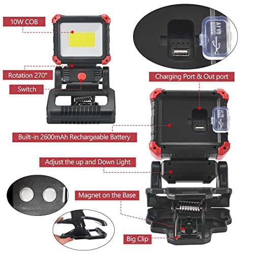 Rechargeable 2100LM COB Magnetic Work Light with Clamp U183