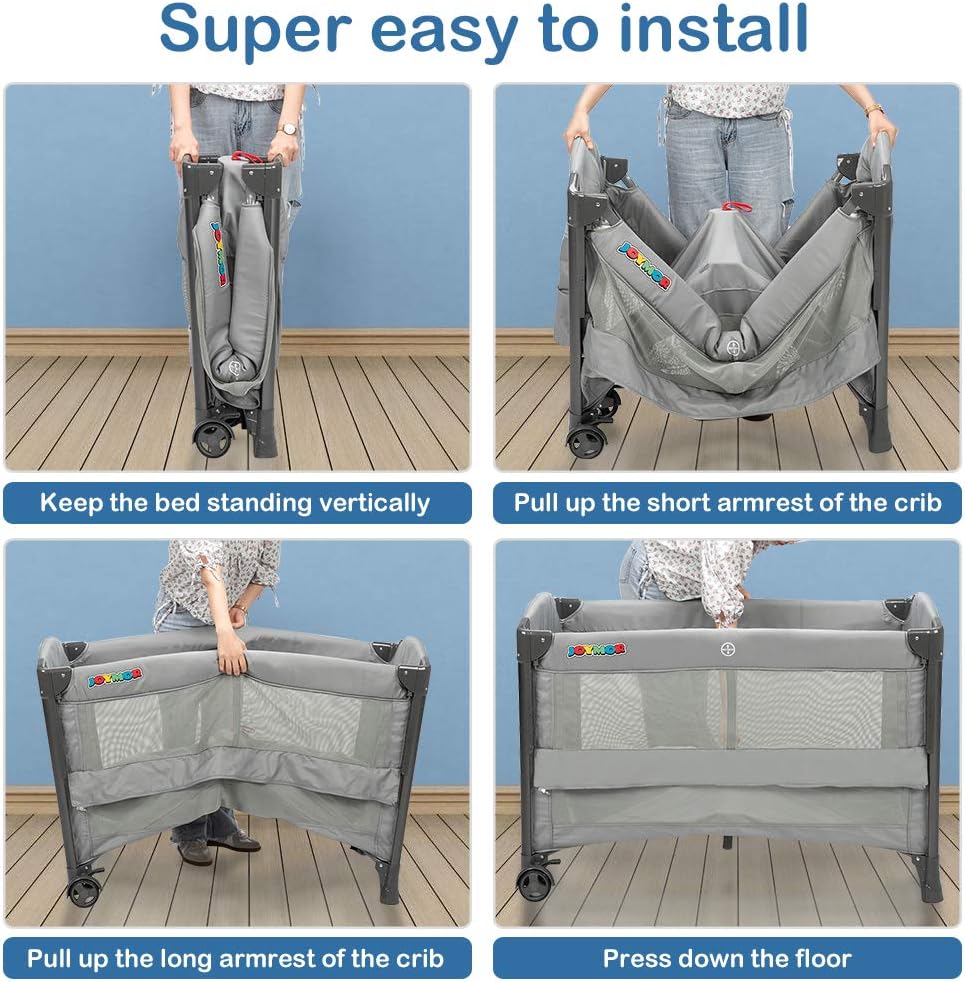 3 in 1 Baby Bedside Sleeper with Mattress and Carry Bag D912046