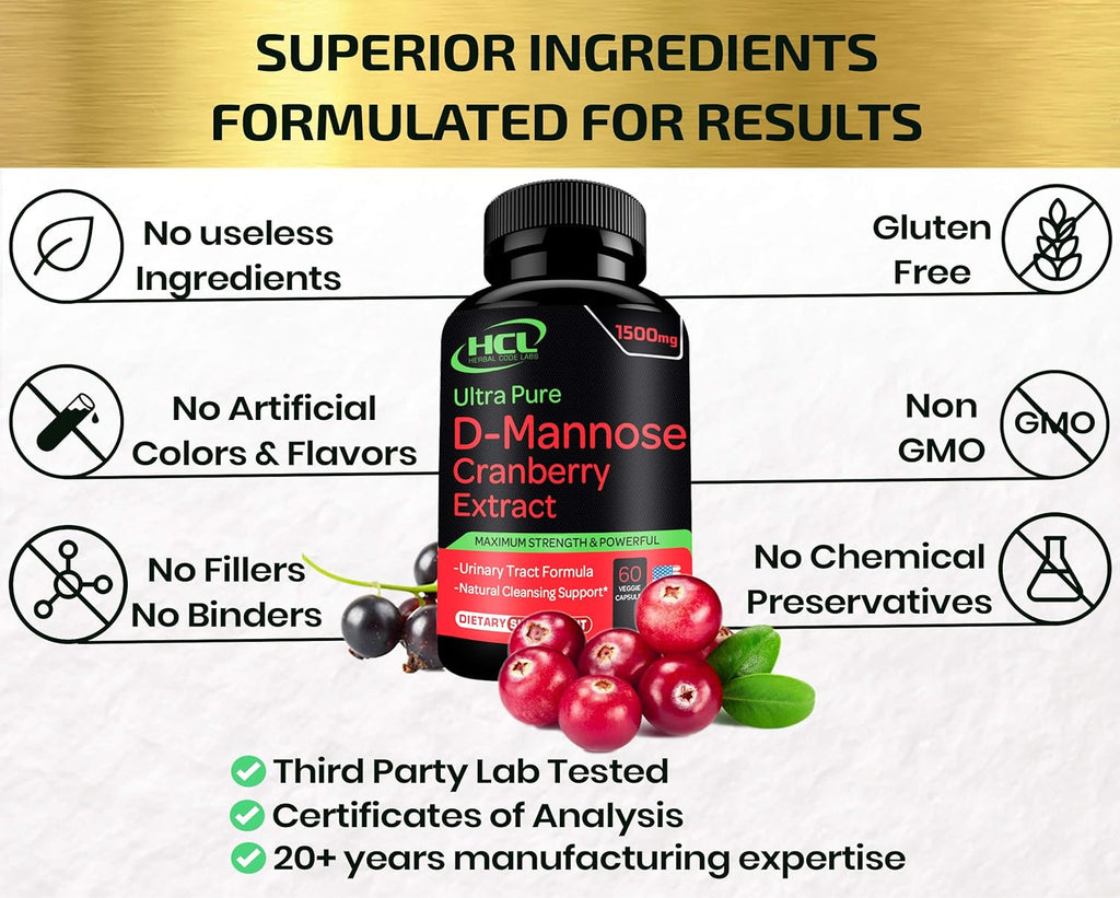 D-Mannose with Cranberry Extract Capsules 1500mg R334761